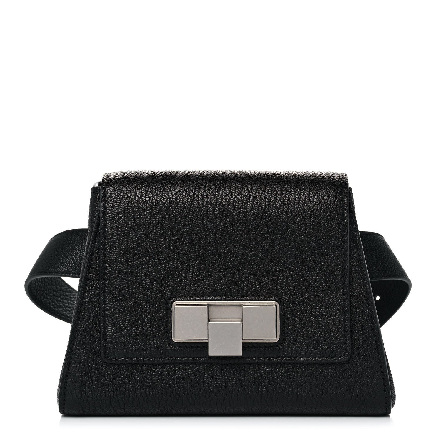 Bottega Veneta Grained Calfskin Geometric Belt Bag Black 1 of 10