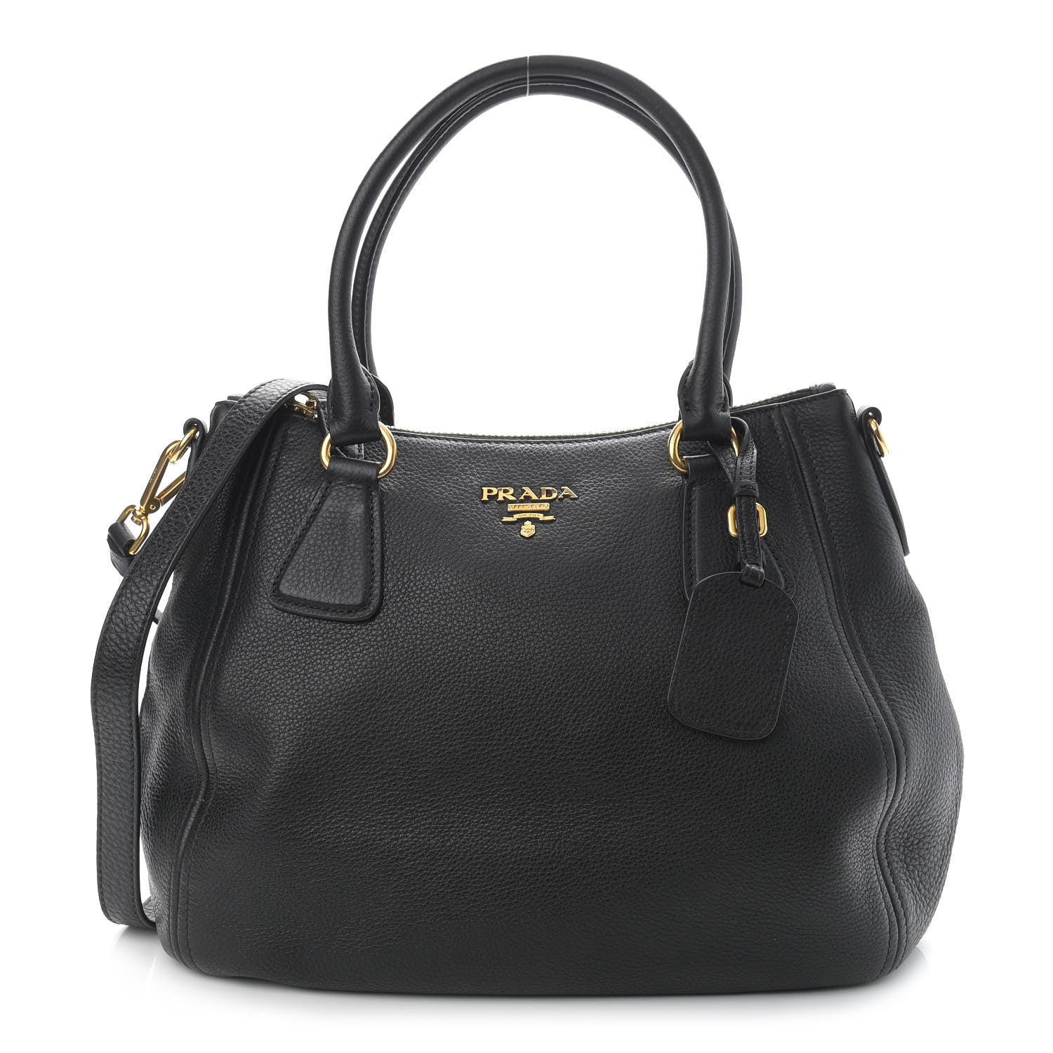 Prada Vitello Phenix Shoulder Bag Black 1 of 9