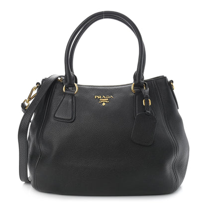 Prada Vitello Phenix Shoulder Bag Black 1 of 9