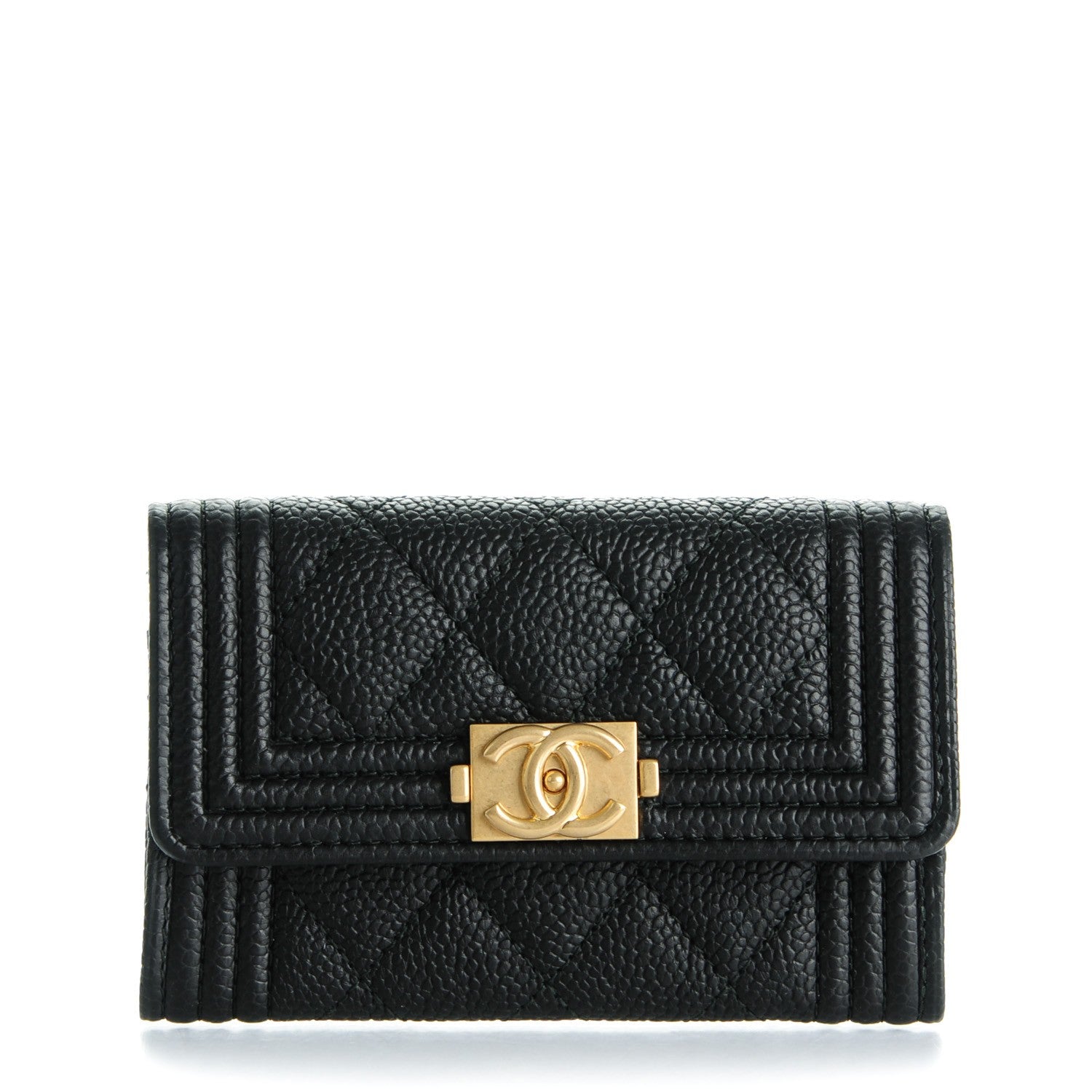 Chanel Caviar Quilted Boy Card Holder Wallet Black 1 of 8