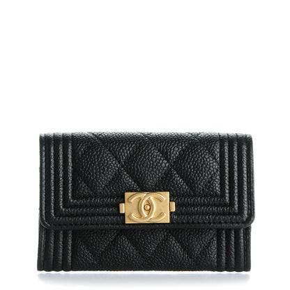 Chanel Caviar Quilted Boy Card Holder Wallet Black 1 of 8