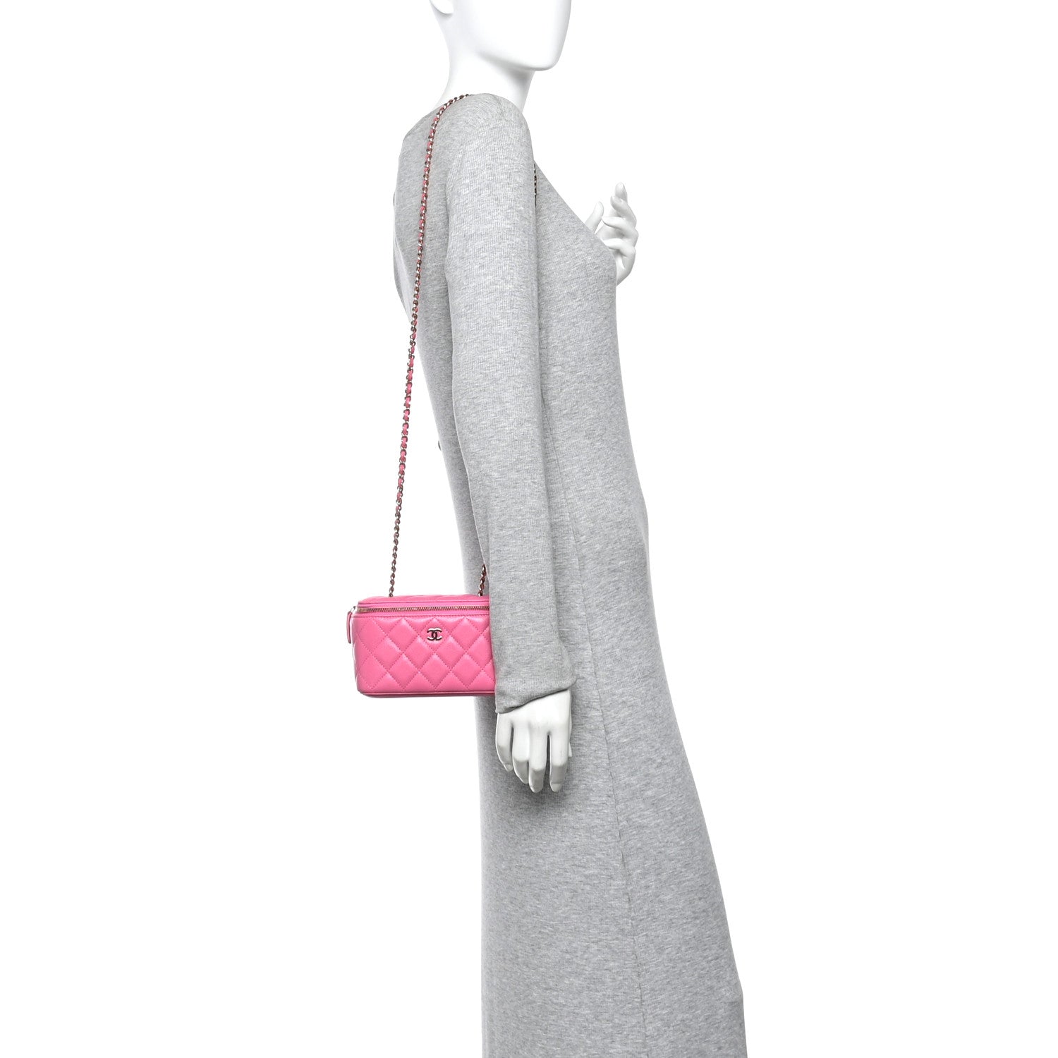 Chanel Caviar Quilted Small Vanity Case With Chain Pink 2 of 10