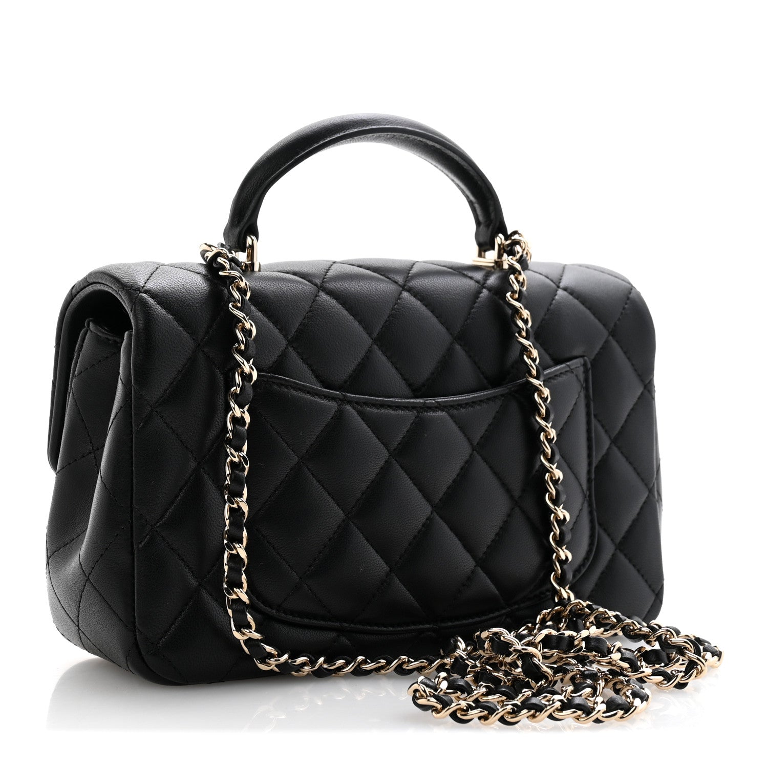 Chanel Lambskin Quilted Mini Top Handle Rectangular Flap Black 3 of 13