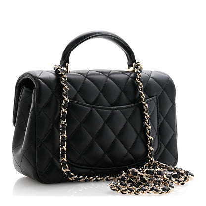 Chanel Lambskin Quilted Mini Top Handle Rectangular Flap Black 3 of 13