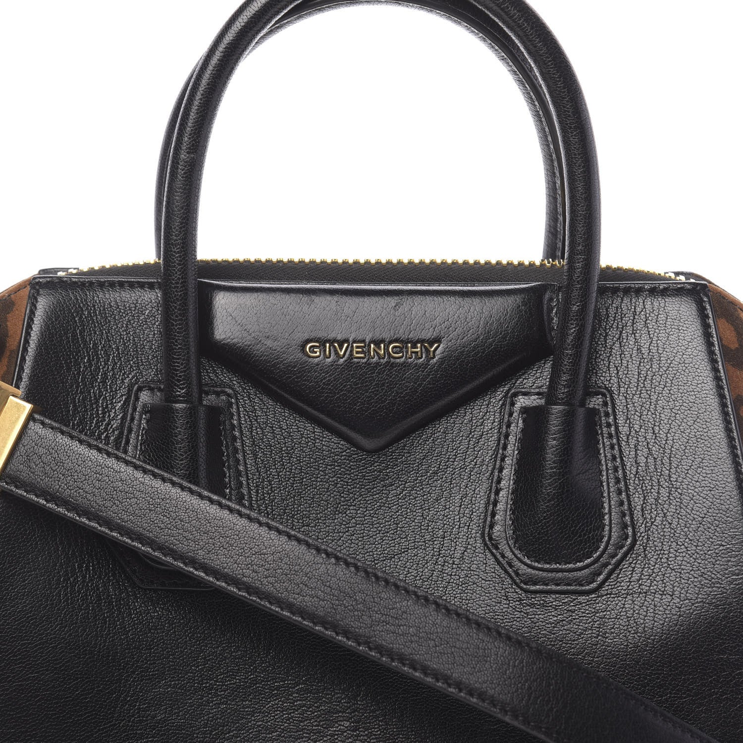 Givenchy Suede Goatskin Leopard Small Antigona Black Chestnut 9 of 11