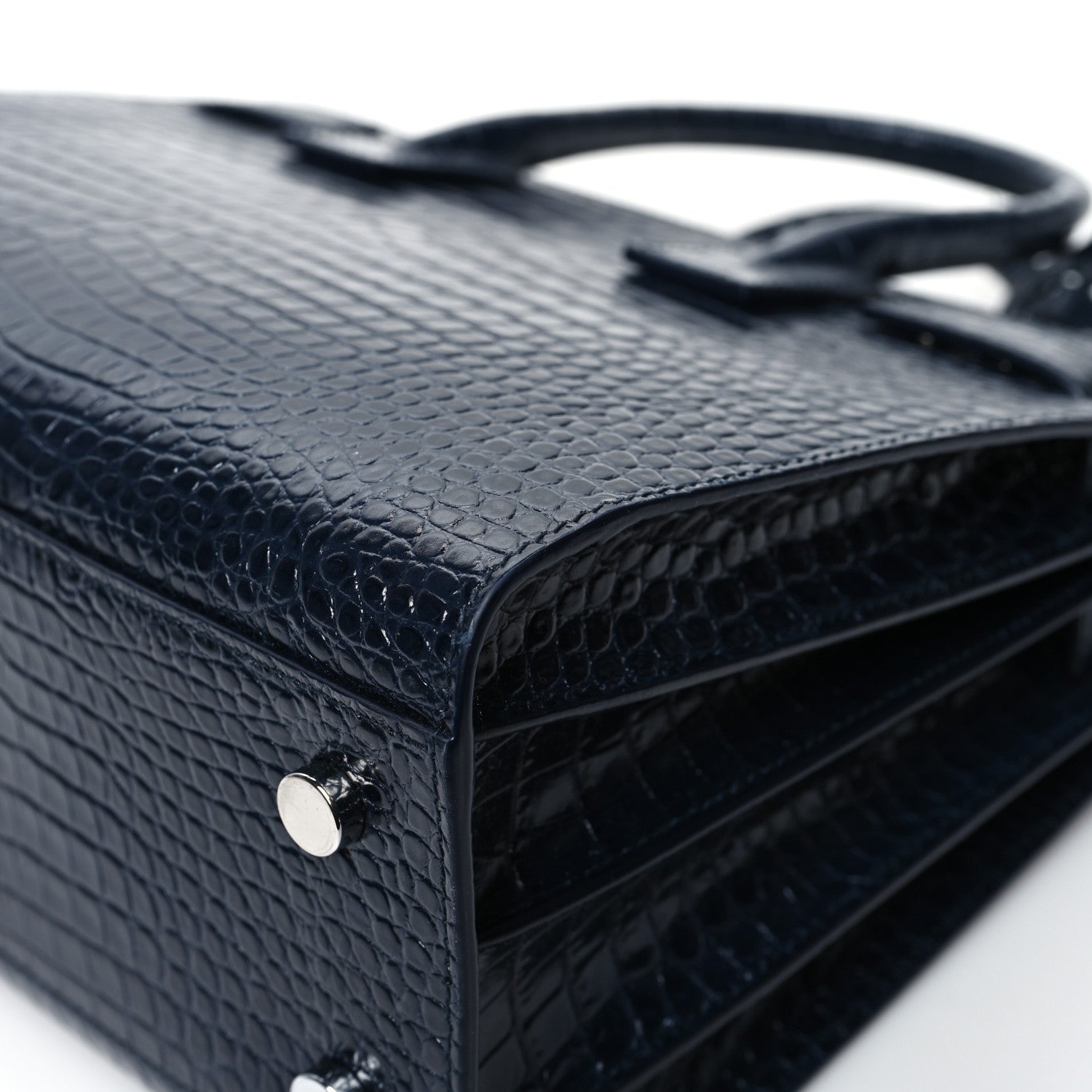 Saint Laurent Calfskin Crocodile Embossed Baby Sac De Jour Navy 11 of 11