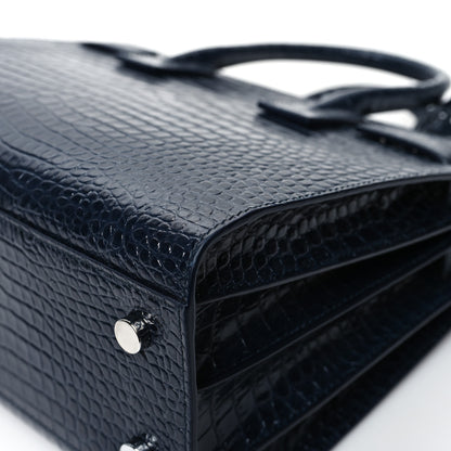 Saint Laurent Calfskin Crocodile Embossed Baby Sac De Jour Navy 11 of 11