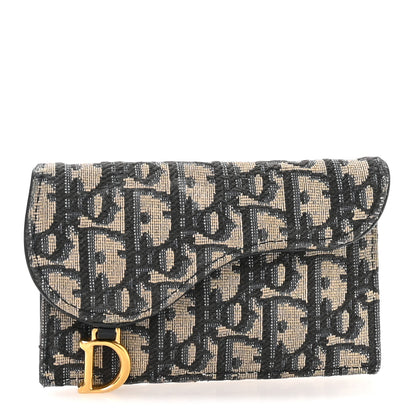 Christian Dior Oblique Saddle Cosmos Zipped Card Holder Blue 1 of 7