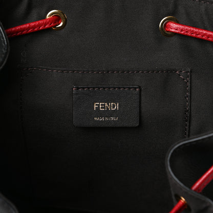 Fendi Vitello Cruise Bi-Color FF 1974 Embossed F is Fendi Drawstring Backpack Black Fragola Maya 6 of 16