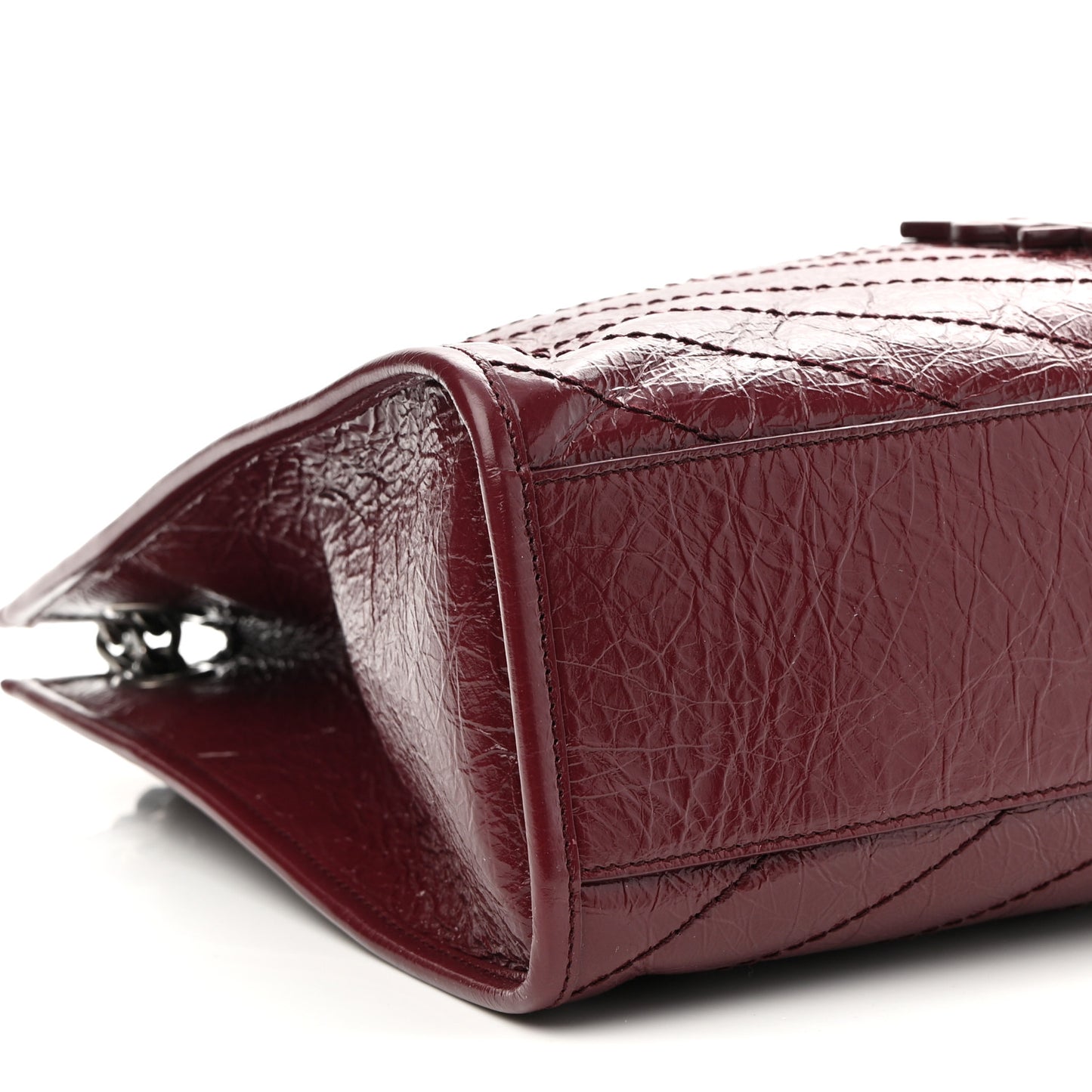 Crinkled Calfskin Matelasse Monogram Medium Niki Shopper Tote Burgundy