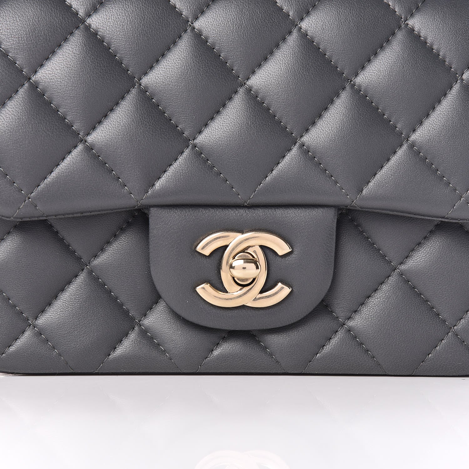 Chanel Lambskin Quilted Mini Square Flap Dark Grey 17 of 18