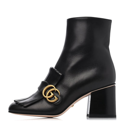 Gucci Malaga Kid GG Marmont Fringe 75mm Ankle Boots 36.5 Black 1 of 4