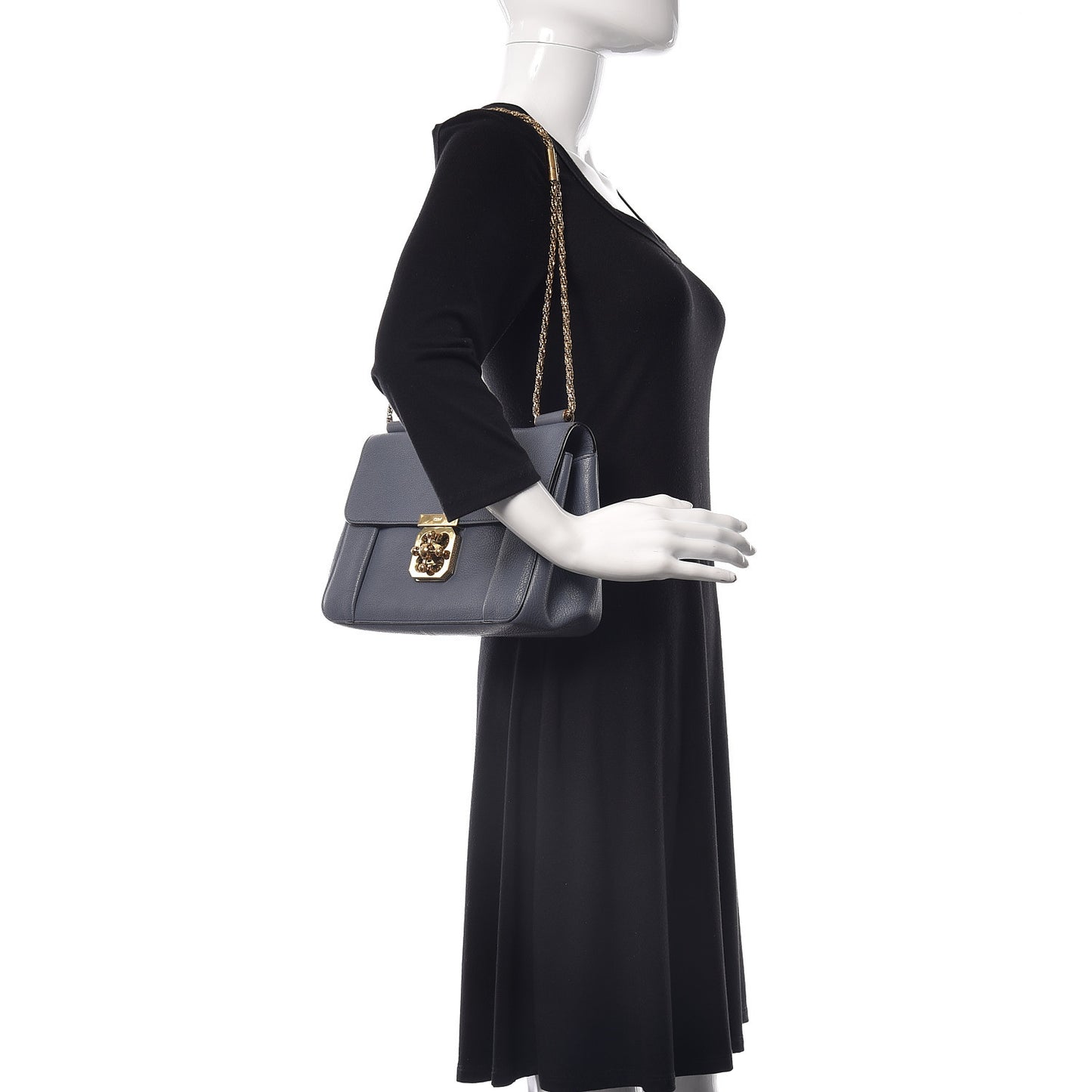 Goatskin Medium Elsie Shoulder Bag Street Blue