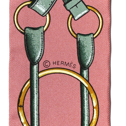 Hermes Silk Jumping Twilly Vieux Rose Petrole 3 of 4