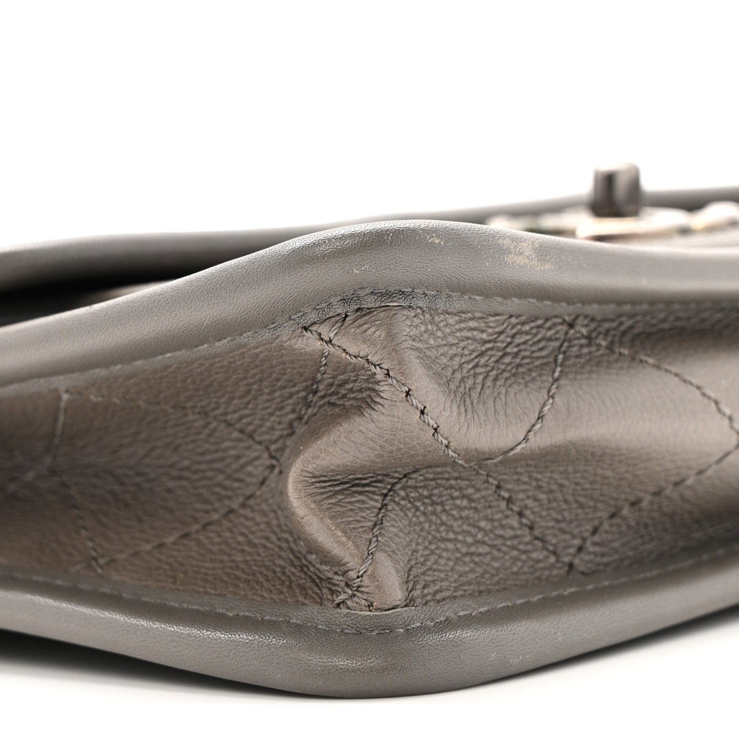 Calfskin Quilted Mini French Riviera Flap Grey