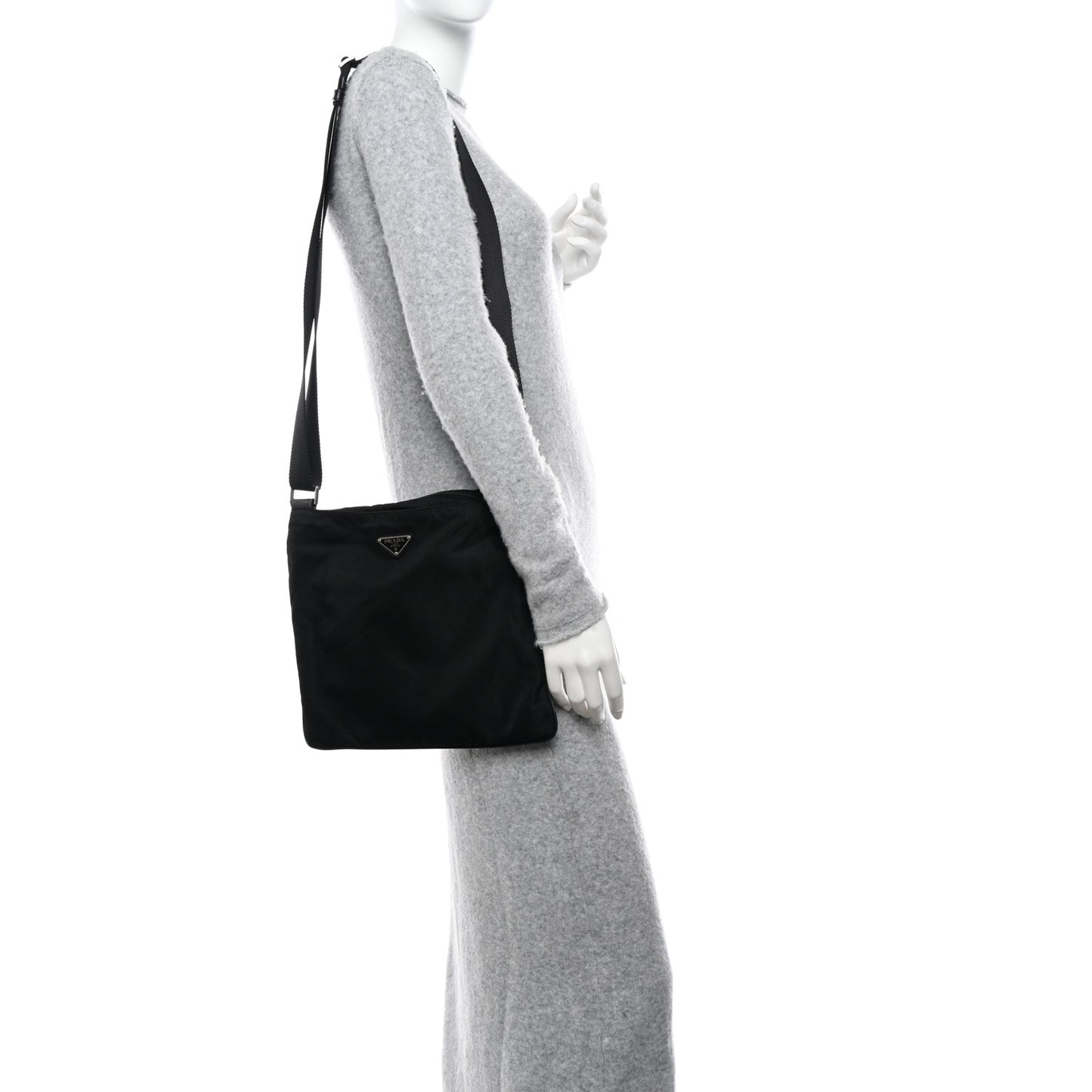 Nylon Vela Flat Messenger Bag Black
