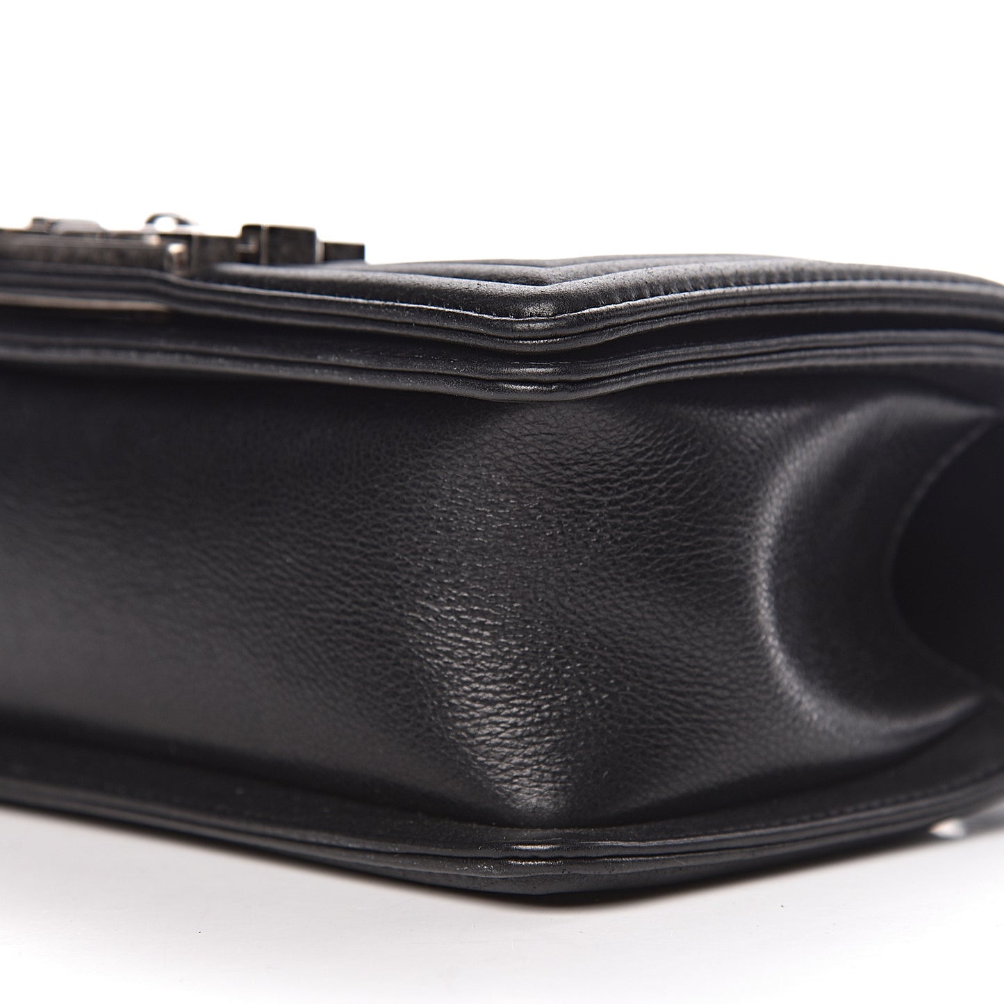 Calfskin Quilted Small Boy Flap Black