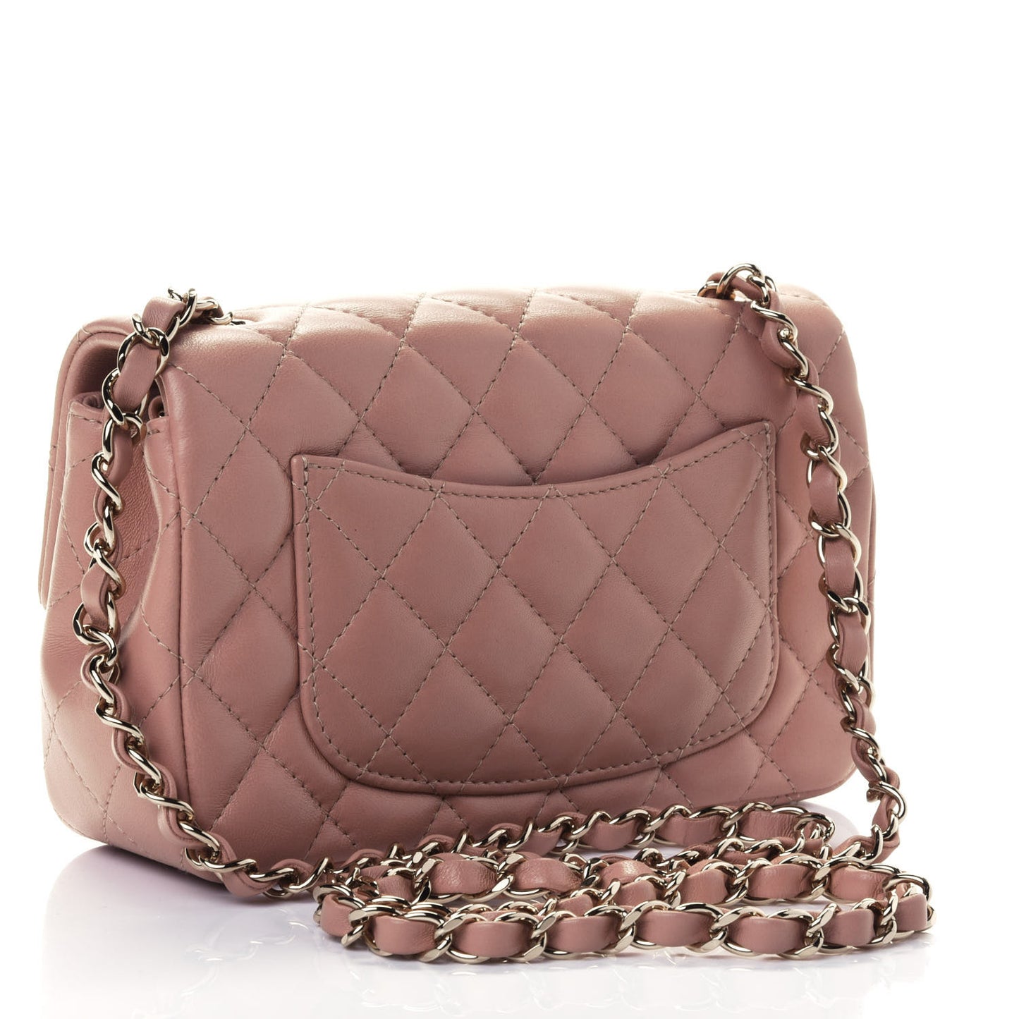 Lambskin Quilted Mini Rectangular Flap Beige