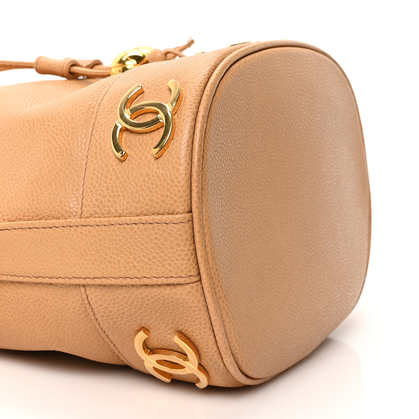 Caviar CC Drawstring Shoulder Bag Beige