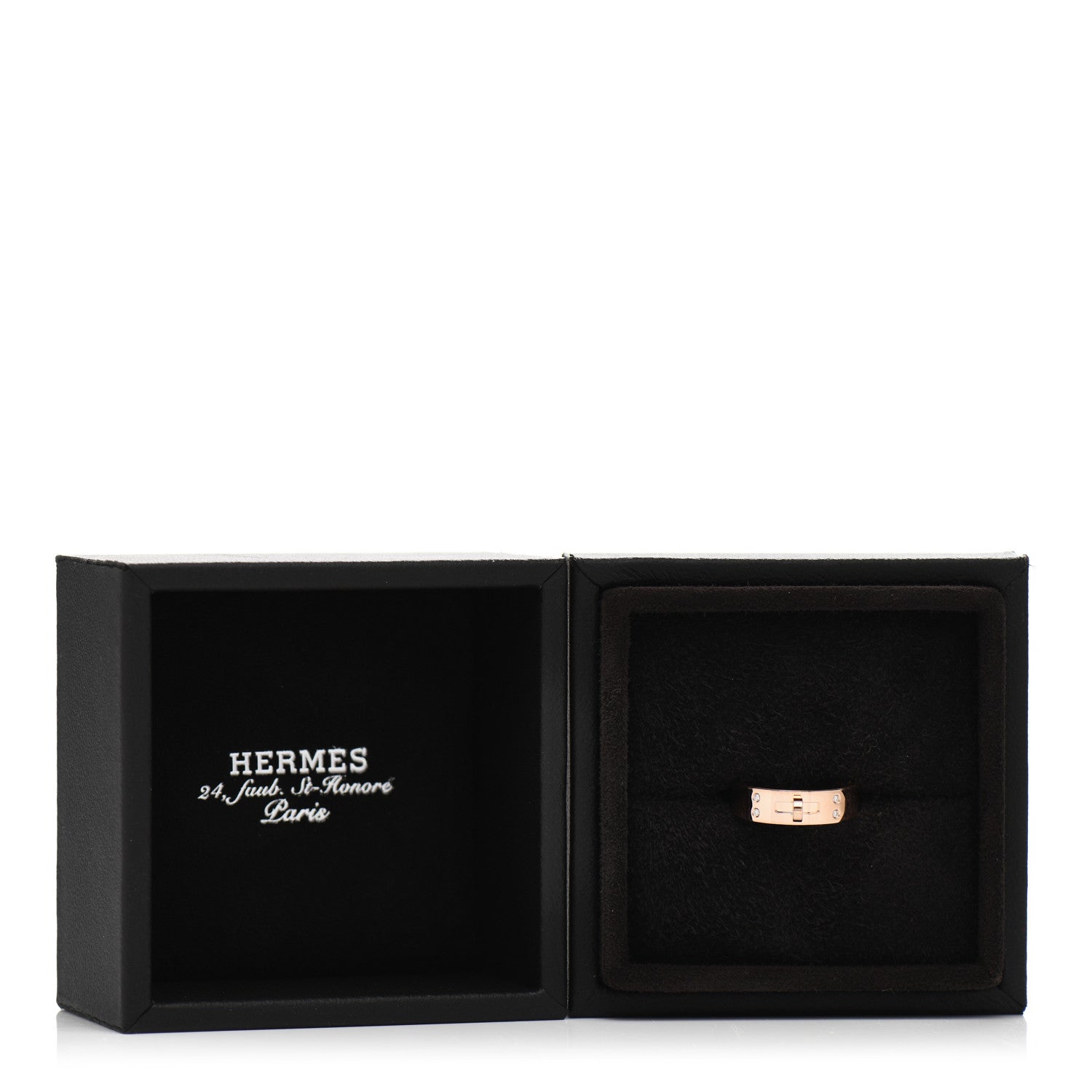 Hermes 18K Rose Gold Diamond PM Kelly Ring 51 5.75 5 of 5