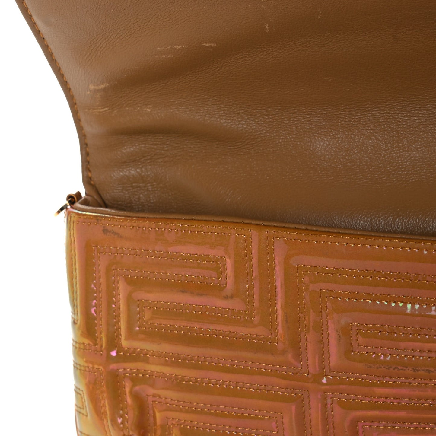 Iridescent Lambskin Couture Chain Clutch Gold