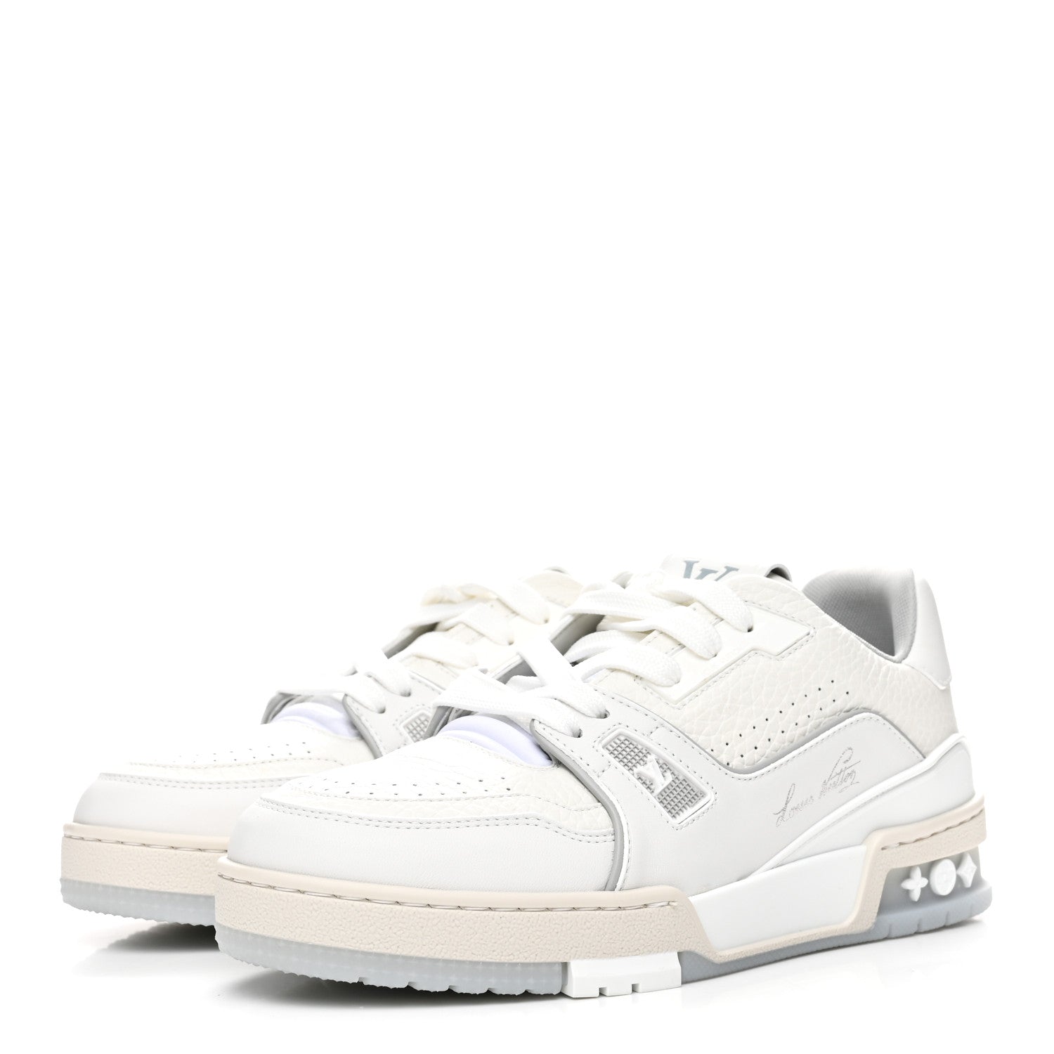 Louis Vuitton Grained Calfskin Womens LV Trainer Sneakers 37 White 4 of 10