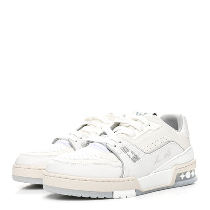 Louis Vuitton Grained Calfskin Womens LV Trainer Sneakers 37 White 4 of 10