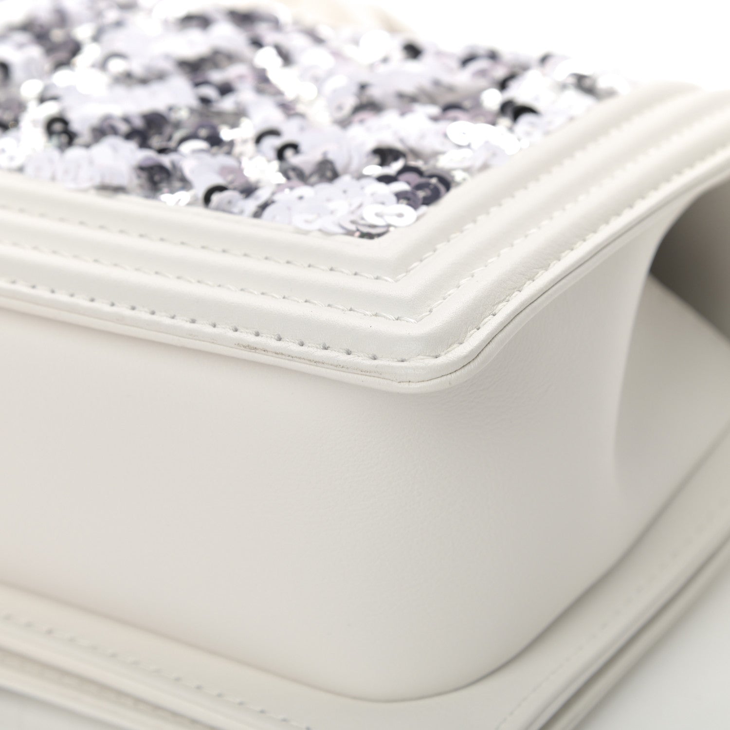 Chanel Calfskin Sequin Medium Boy Chanel Flap White 11 of 12
