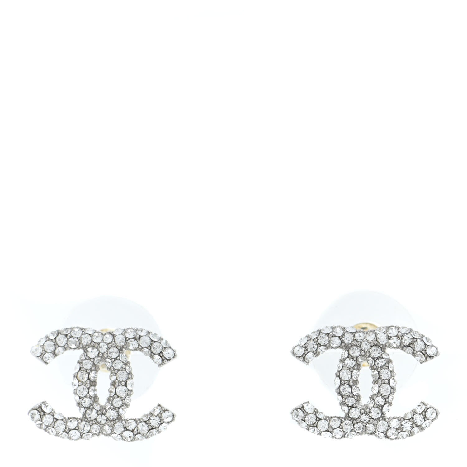 Chanel Crystal CC Earrings Silver 1 of 5
