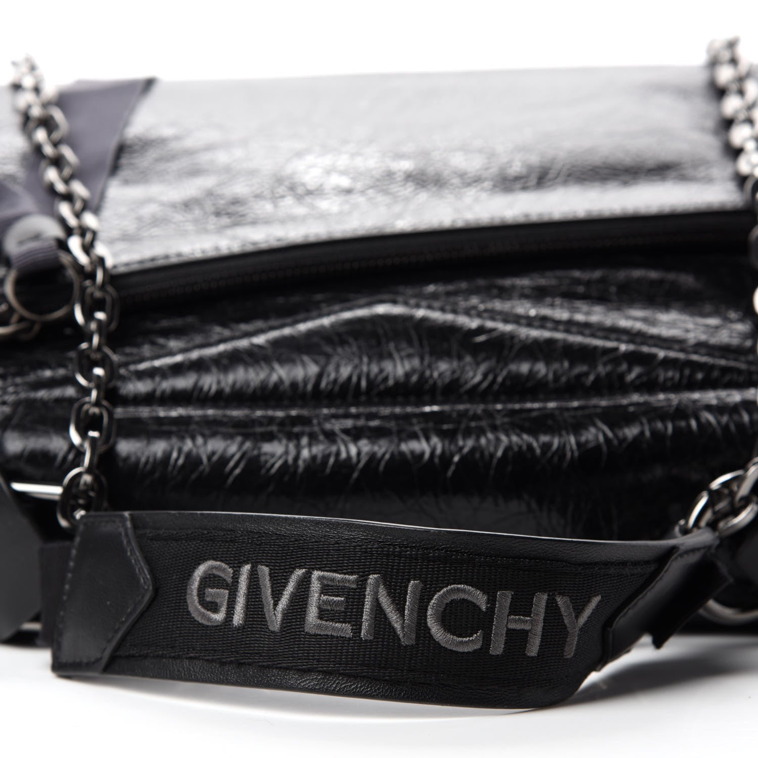 Givenchy Creased Patent Calfskin Medium ID Flap Black 8 of 13