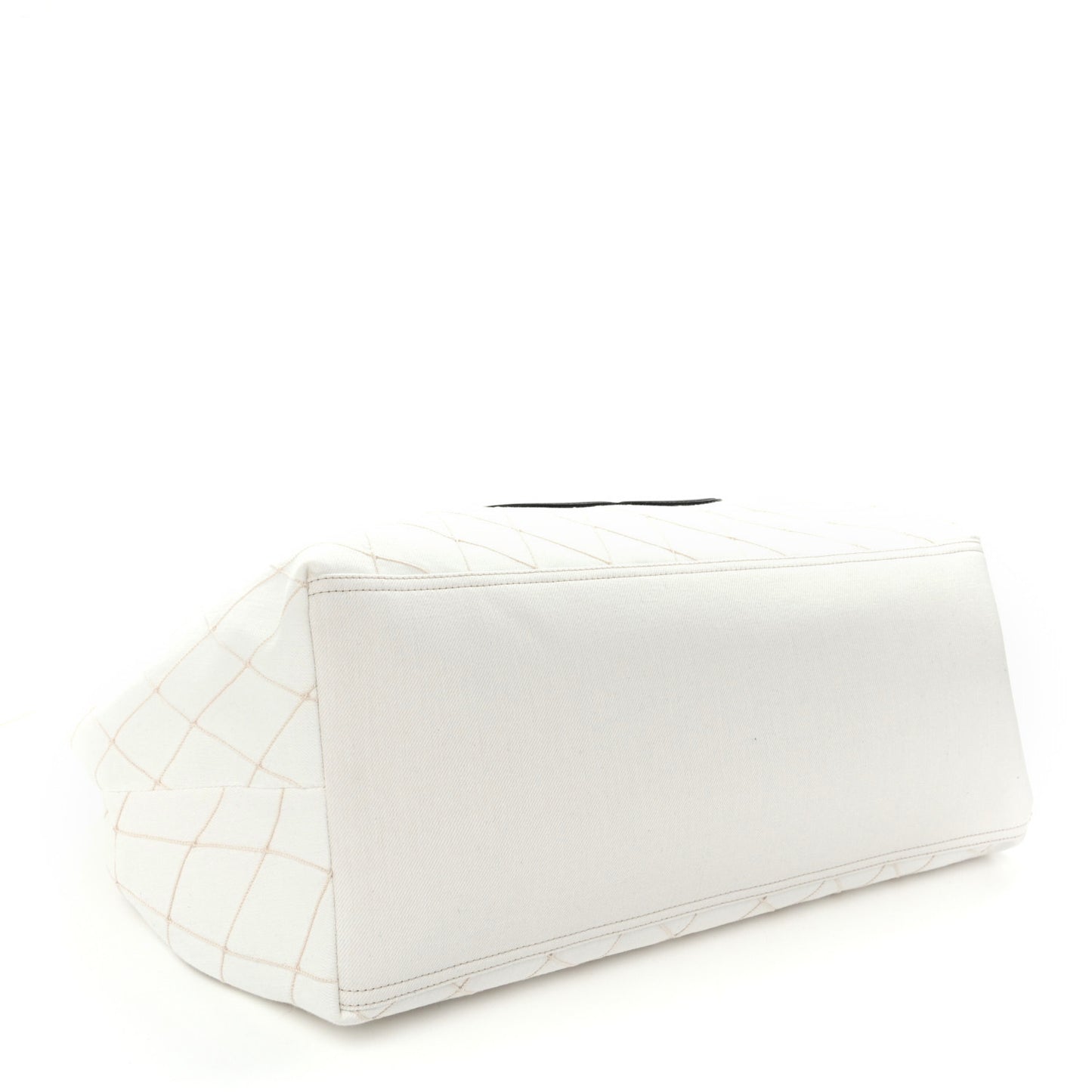 Denim Calfskin Quilted Coco Beach Small Shopping Tote White Black