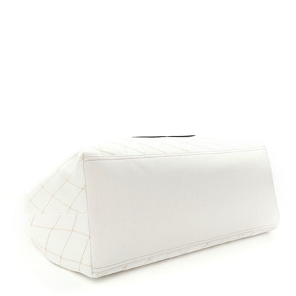 Chanel Denim Calfskin Quilted Coco Beach Small Shopping Tote White Black 4 of 11