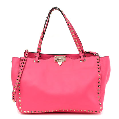 Valentino Garavani Vitello Medium Rockstud Tote Fuxia Fluo 1 of 8