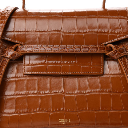 Celine Calfskin Crocodile Embossed Nano Belt Bag Camel 10 of 10
