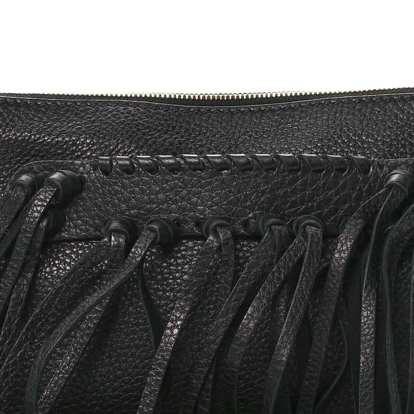 Pebbled Calfskin Crockee Small Wristlet Clutch Black