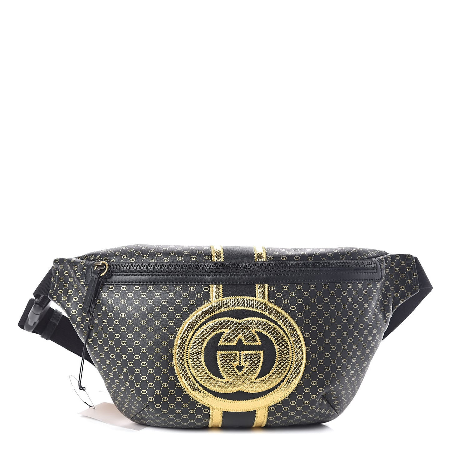 X DAPPER DAN Calfskin Laminated Ayers GG Micro Monogram Mens Belt Bag Black