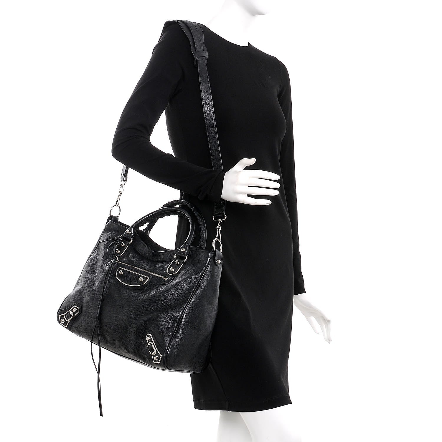 Balenciaga Chevre Silver Metallic Edge Hardware Velo Black 2 of 7