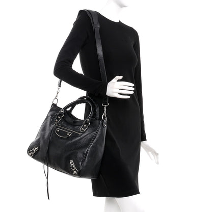 Balenciaga Chevre Silver Metallic Edge Hardware Velo Black 2 of 7