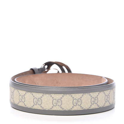 Gucci GG Supreme Monogram Selleria Interlocking G 40mm Belt 80 32 Ecru Grigio 3 of 8