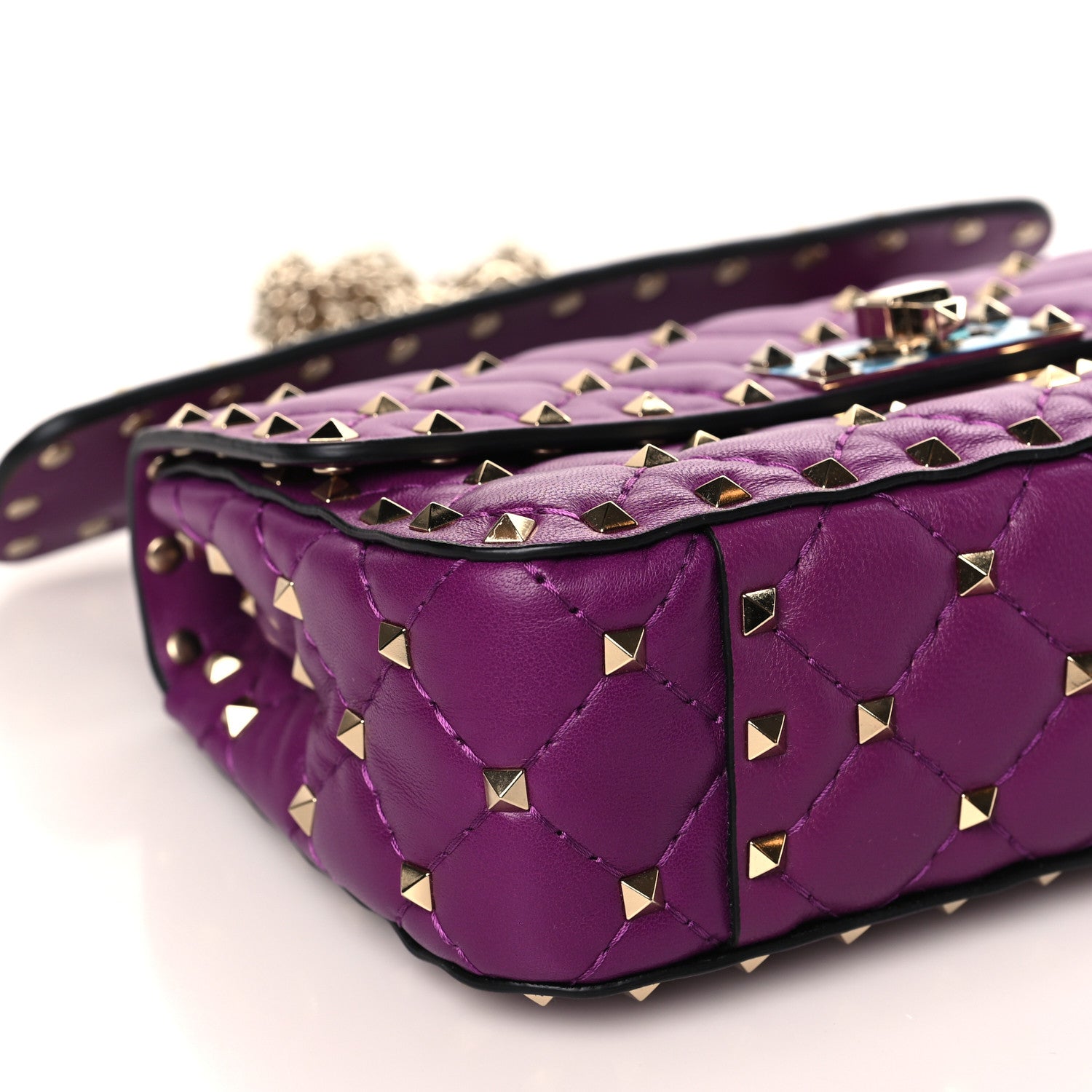 Valentino Garavani Nappa Small Rockstud Spike Shoulder Bag Prune 7 of 8