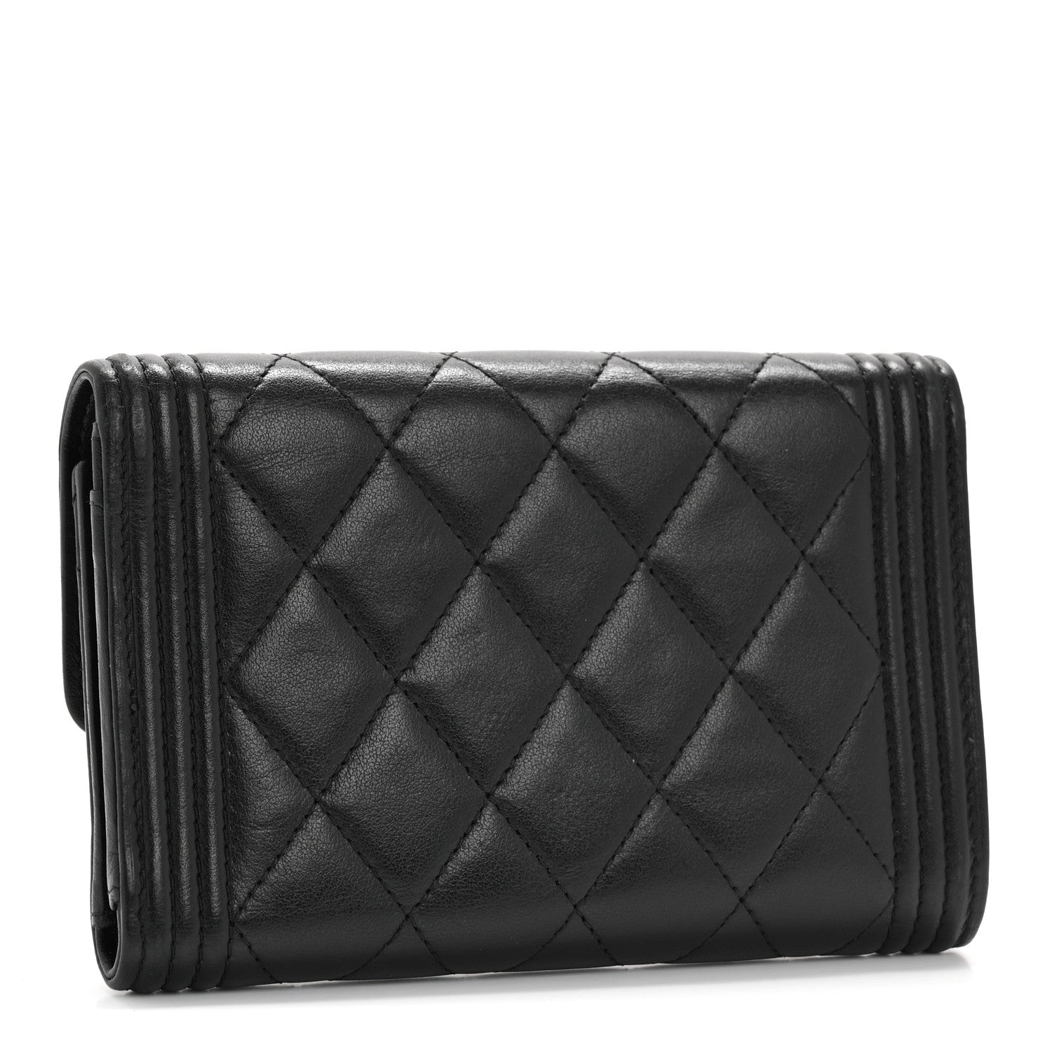 Chanel Lambskin Quilted Medium Boy Flap Wallet Black 3 of 10