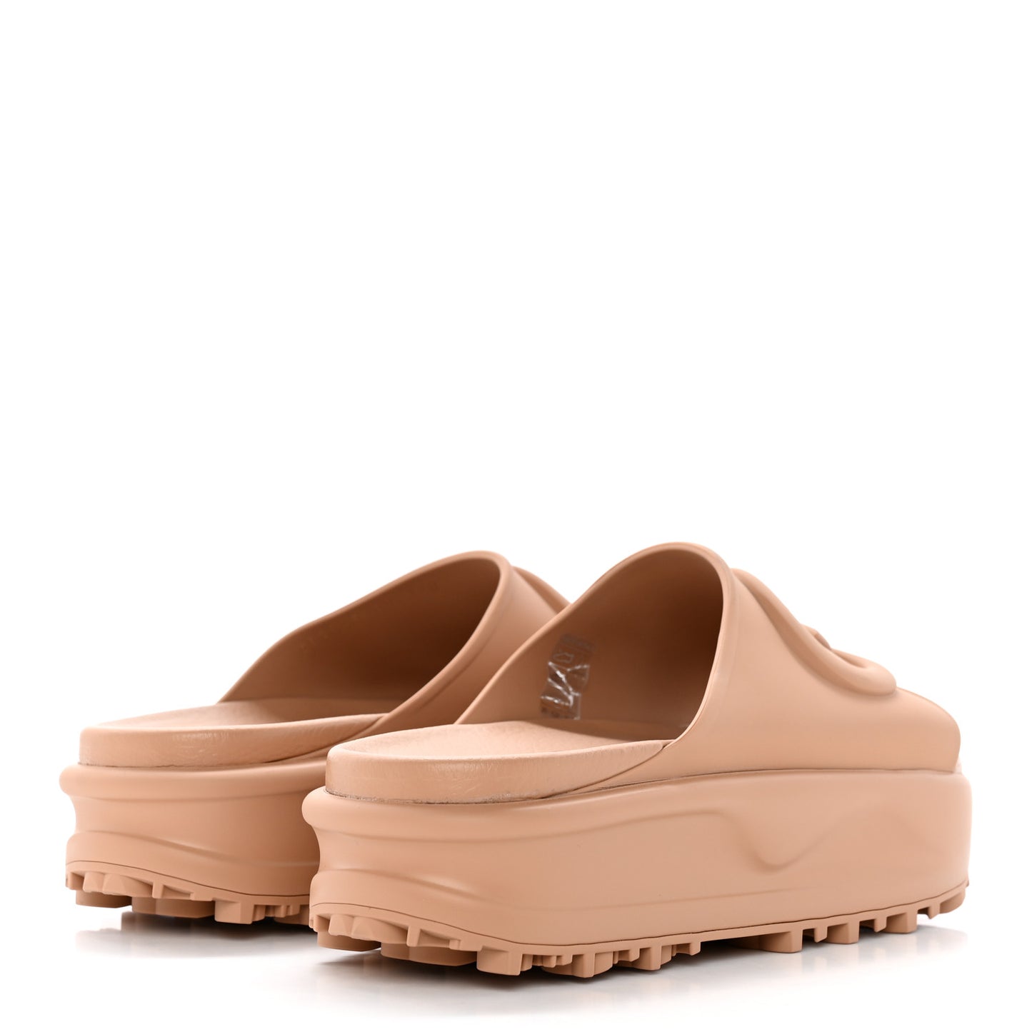 Soft Rubber Womens Interlocking G Platform 42mm Slide Sandals 38 Vintage Camel