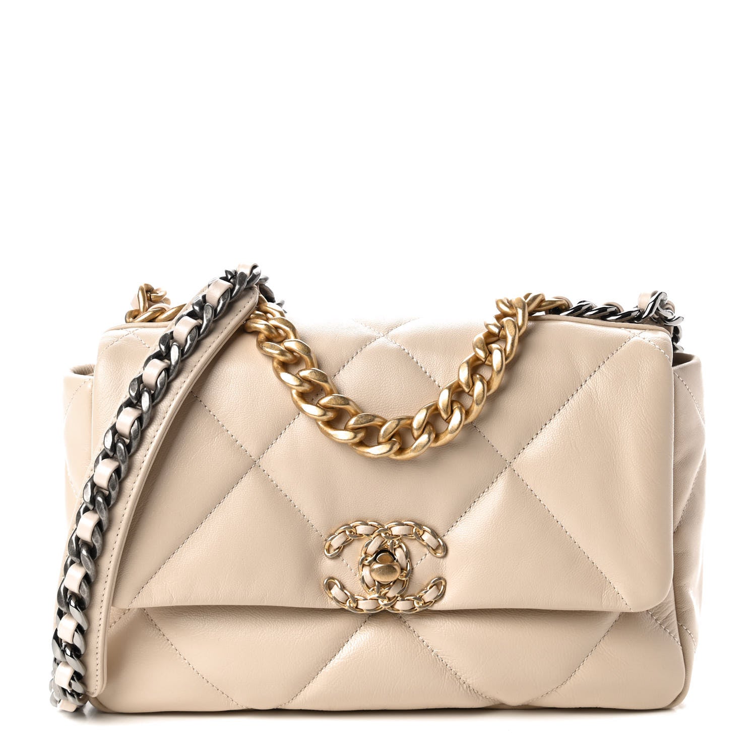 Chanel Goatskin Quilted Medium Chanel 19 Flap Beige 1 of 11