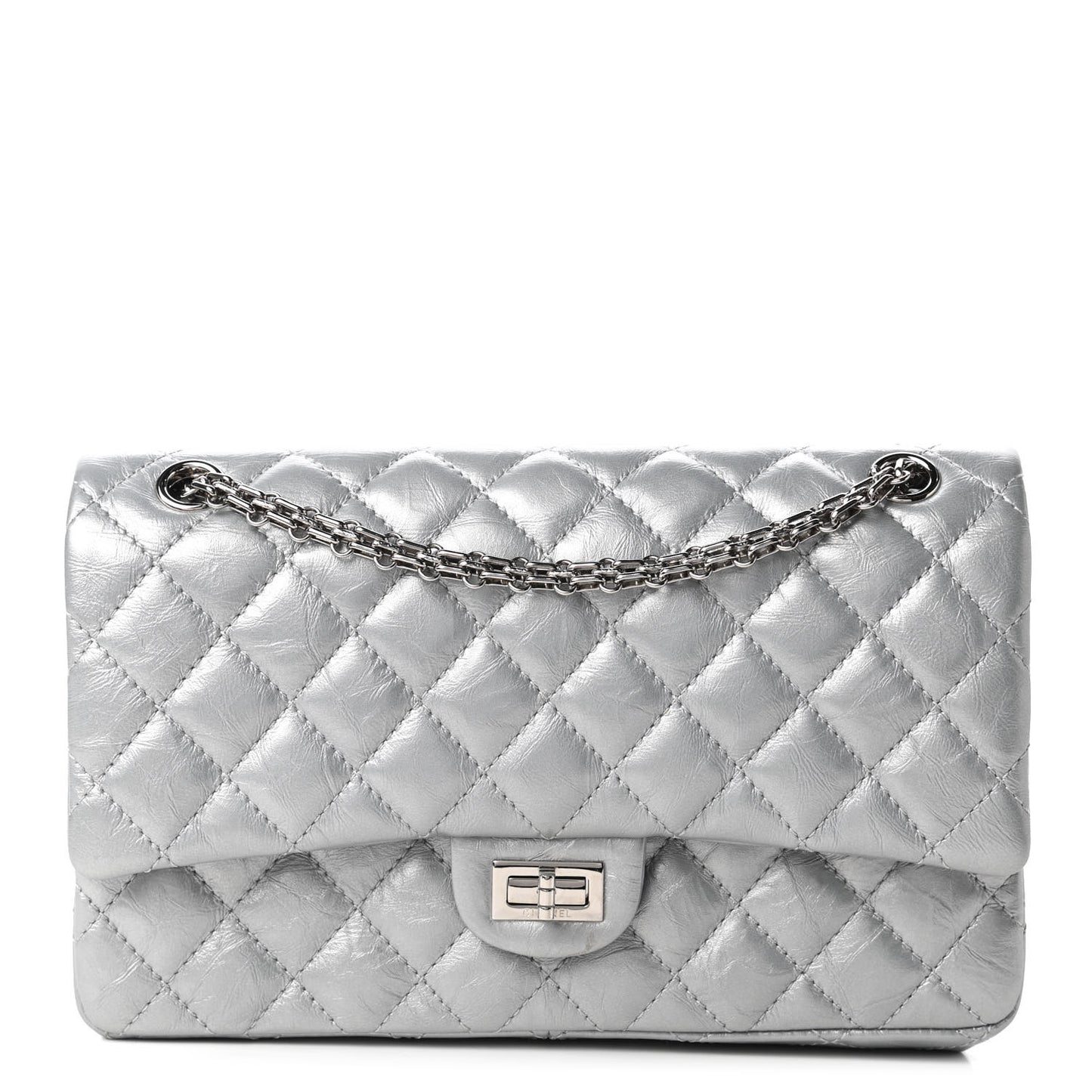 Metallic Aged Calfskin 2.55 Reissue 225 Flap Silver