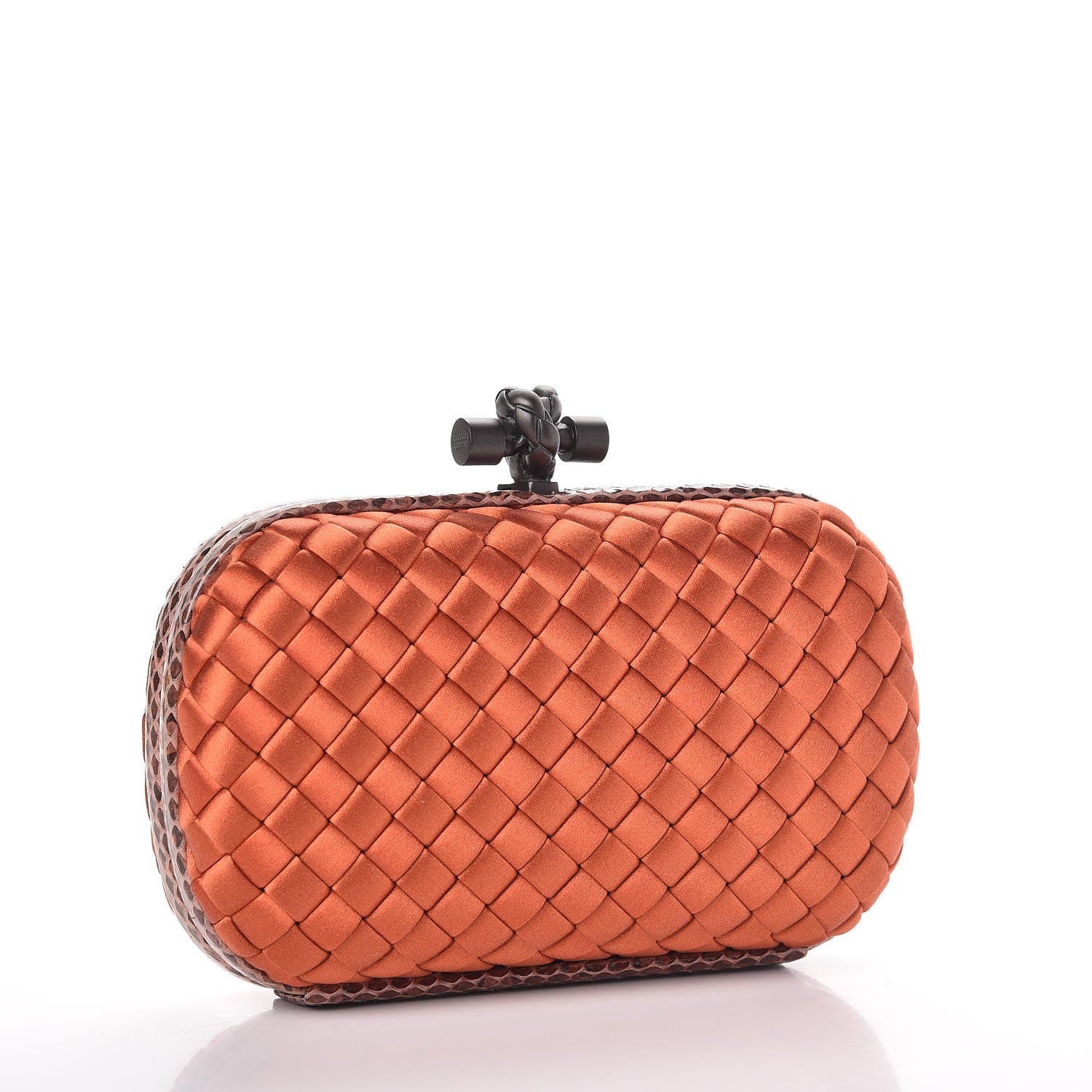 Bottega Veneta Satin Intreccio Impero Ayers Knot Clutch Orange 3 of 6