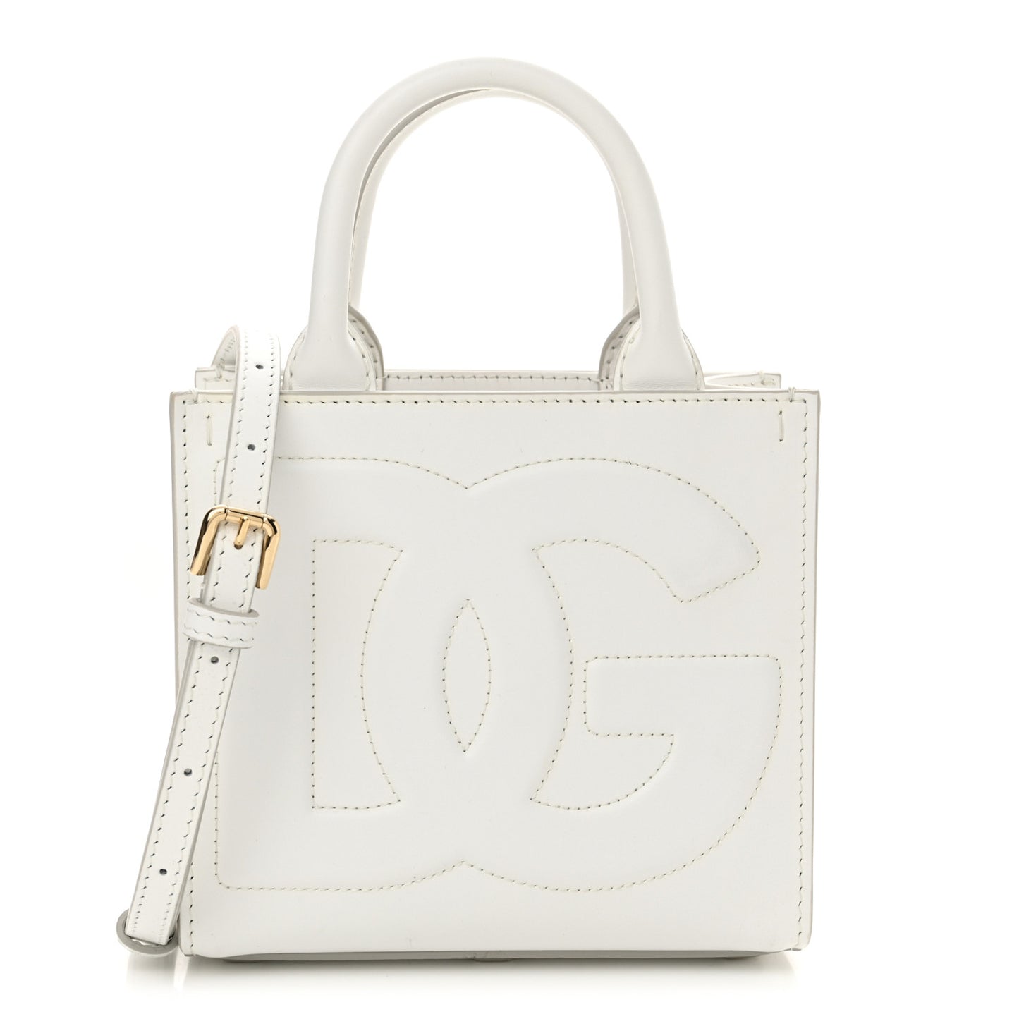 Calfskin Small DG Daily Shopper Tote White