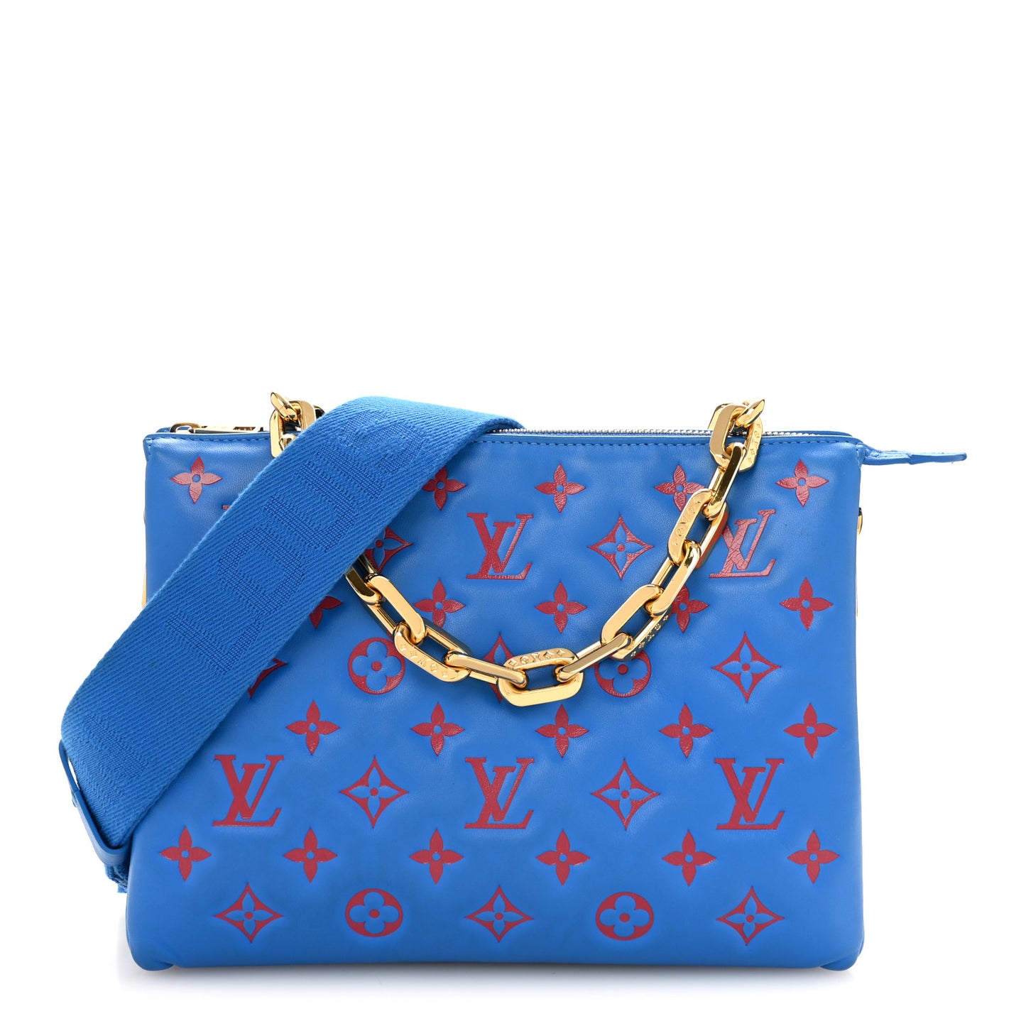 Lambskin Embossed Monogram Vuittamins Coussin PM Blue Red