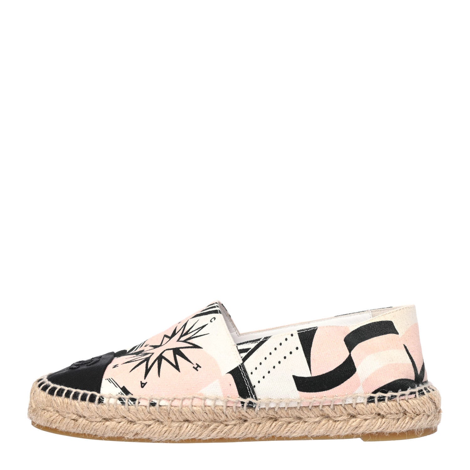 Chanel Fabric CC Espadrilles 37 Pink White Black 1 of 4