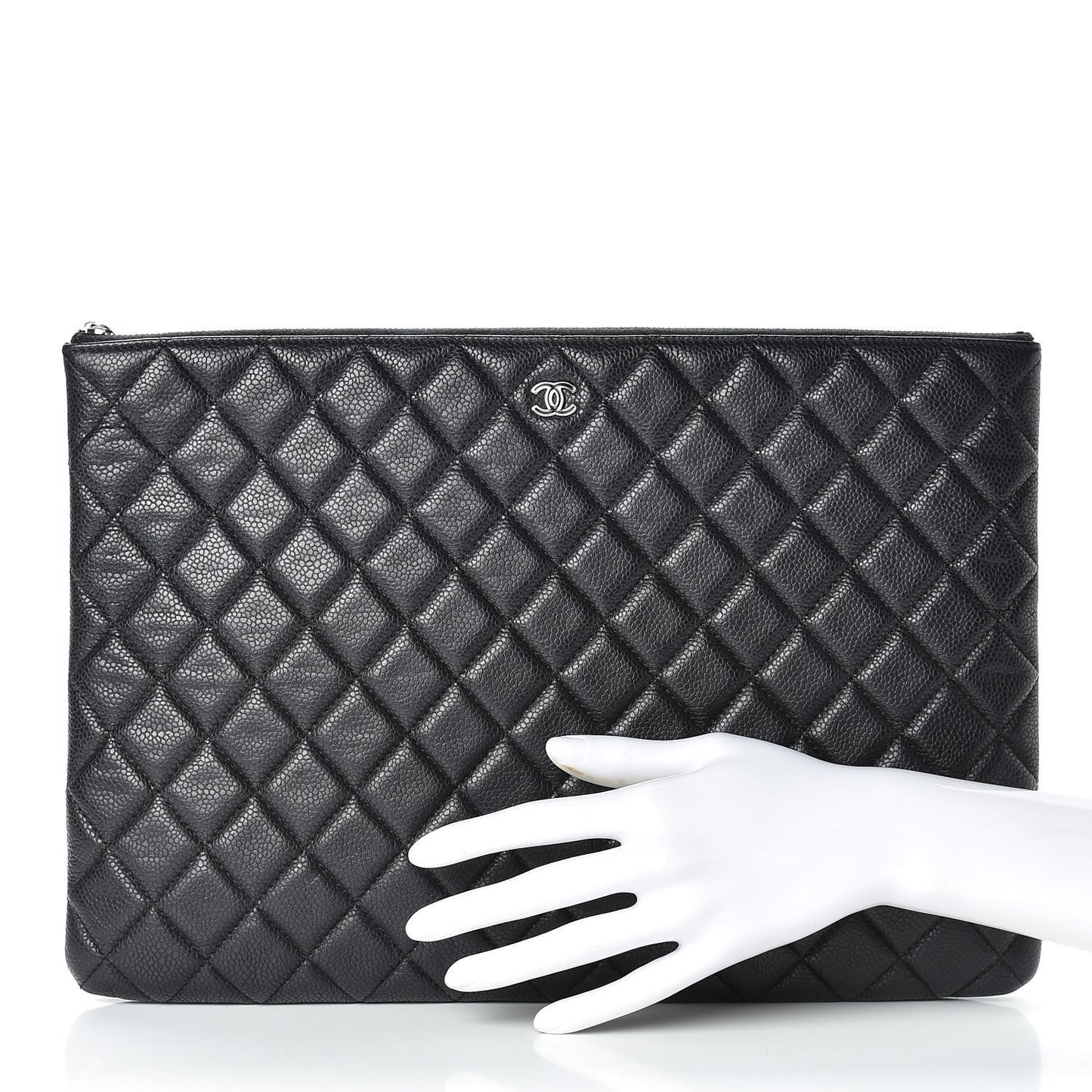 Caviar Quilted Large Cosmetic Case Black