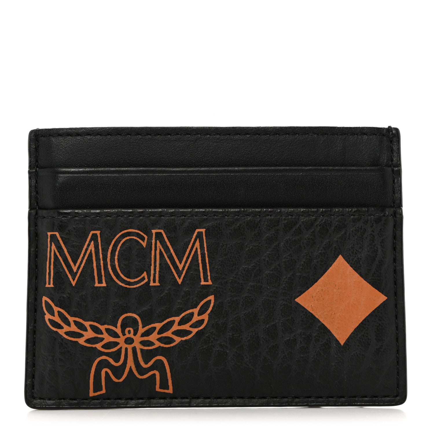 MCM Calfskin Visetos Mini Aren Maxi Monogram Card Case Black 1 of 6